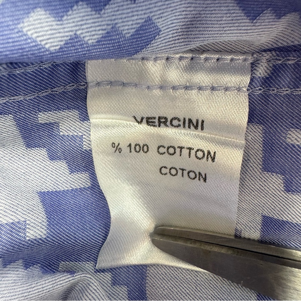 Vercini Blue Purple Geometric Long‎ Sleeve Button Down Shirt XL 100% Cotton #222 - Picture 7 of 8